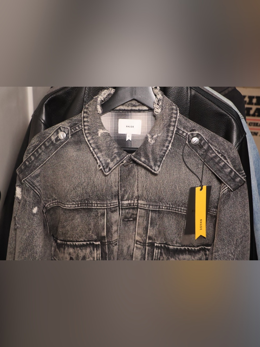 Rhude Drop Neck Denim Trucker Jacket - Picture 2 of 9